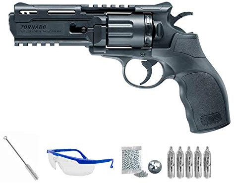 PACK pistola de aire comprimido semiautomática - Revólver de CO2 UX tornado balines BBs acero <3J