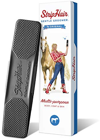 StripHair Gentle Groomer - Original for Horses Dogs 6-in-1 Shedding Grooming Massage Tool (Black)