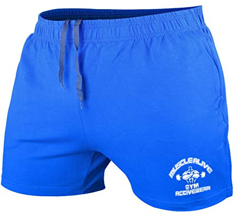 Muscle Alive Men Bodybuilding Gym Workout Shorts Sports Fitness Cotton | Terry cotton shorts bottoms,yoga crossfit shorts,running fitness,training Squat shorts,legging days,athletic gymnasium