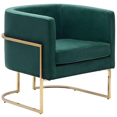 Beliani Fauteuil Club Cabriolet Tapissé en Velours Vert Foncé avec Structure en Acier Doré Design Tendance pour Chambre ou Salon Glamour Vintage