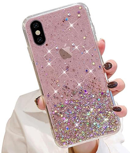 LCHULLE Compatble With iPhone XR Case,Glitter Paillette Case Sparkle Bling Protective Cover for Women Girls,Clear TPU Bumper Silicone Shockproof Back Case for iPhone XR,Pink