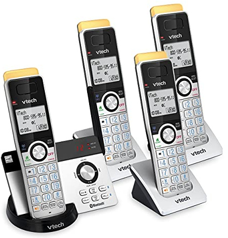 VTech IS8121-4 Super Long Range Cordless Phone 2300 Ft, DECT 6.0 Bluetooth Connect to Cell, 4 Handsets, Answering Machine, Smart Call Blocker