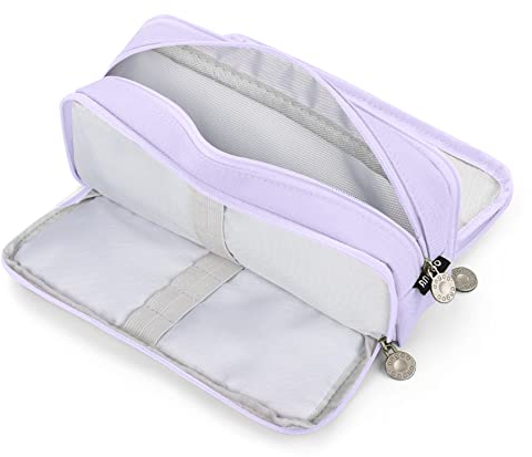 KidsPark Federmäppchen Mädchen Jungen, Mäppchen Mädchen Teenager, Federmäppchen Groß mit 3 Fach, Pencil Case für Kinder Erwachsene, Etui Schule Studenten Federtaschen, Violett