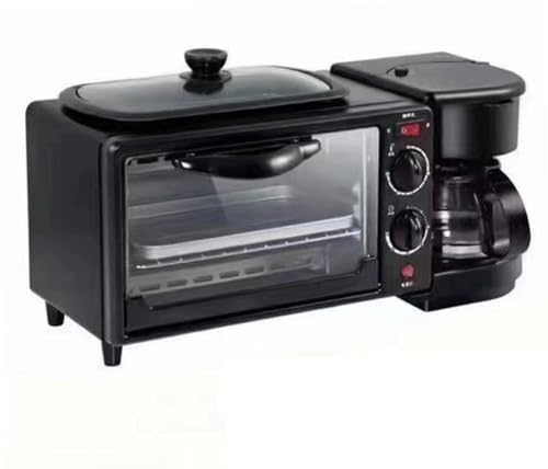 Gralara Máquina de Desayuno 3 en 1 Tostadoras Horno Horno con Temporizador Incluye Cafetera Estaciones de Desayuno Eléctricas Huevo