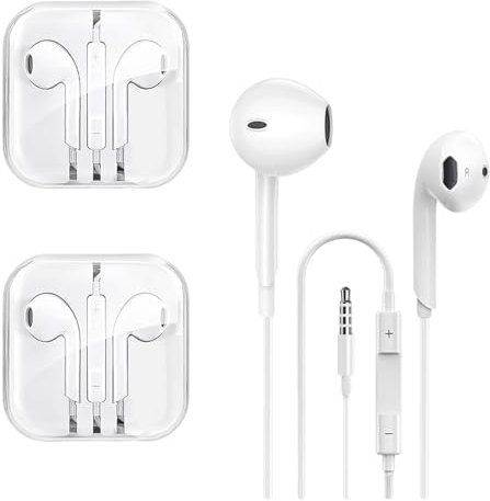 Xinlie 2 Paires Ecouteurs Filaire Jack 3.5mm Intra écouteurs avec Microphone HD Ecouteurs Filaire avec Microphone et Contrôle du Volume Jack 3.5mm Universel pour Samsung Huawei Android Mp3 Etc