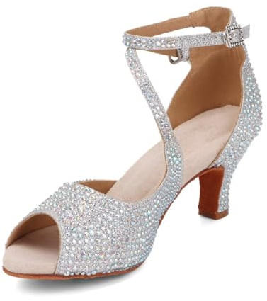 Syrads Zapatos de Baile Latino para Mujer Satén Salsa Salón Zapatos de Baile de Boda para Principiantes sociales Salsa Latin Dancing Party
