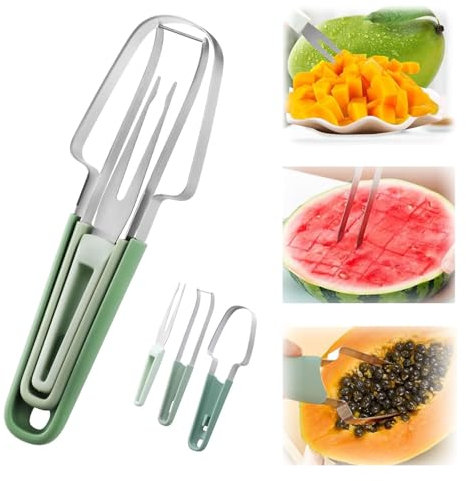 Taglierina Per Anguria 3 In 1 In Acciaio Inox, Aglia Melone Affetta Anguria, Taglia Cocomero Per Cucina, 3-In-1 Affetta Cocomero In Acciaio Inossidabile Per Frutta, Feste e Campeggio, Accessorio Cucin