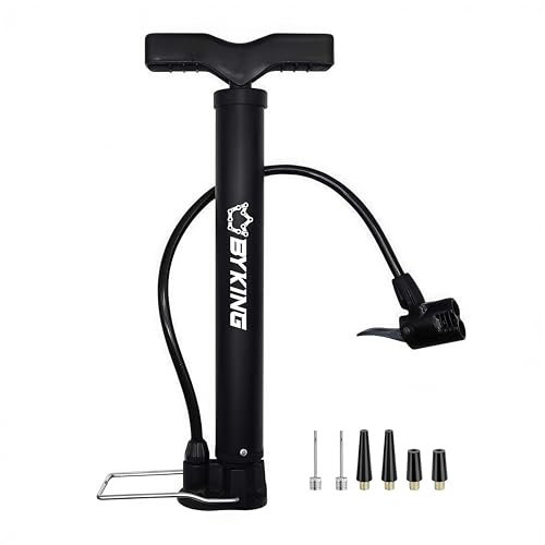BYKING Universal Mini Bike Pump, Portable Air Pump for Ballons, Tyres, Ball and Toys Inflatables, Cycling Floor Pump with Presta. Schrader and Dunlop valve, Bicycle Foot pump