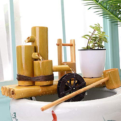 HUIBBGO Fontana di bambù, Pompa per Fontana, sculture, Statue, Arte, Artigianato, opere d'Arte, per Esterni, Giardino Giapponese, Decorazione Moderna, Fatta a Mano, 80 cm, Fontana da Interno, Cascata