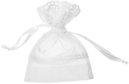 VALICLUD Pochette à Bijoux à Cordon en Polyester Blanc, Léger et Compact, Paquet de Rangement Pratique pour Bijoux et Décorations, pour Noël et Anniversaires