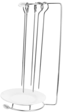 SHINEOFI Supporto Per Spiedini Per Barbecue in Acciaio Inox 5 Punte, Porta Spiedini Per Grigliare Carne e Verdure, Utensile Barbecue Portatile Per Campeggio e Picnic