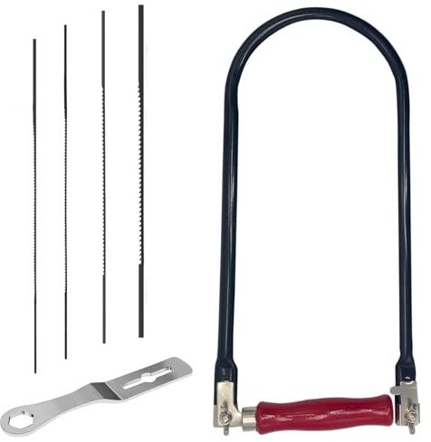 Set di seghe per traforo con 4 lame (4#6#8#10#), chiavi di montaggio e curve, mini seghetto per tagli precisi e lavorazione lineare