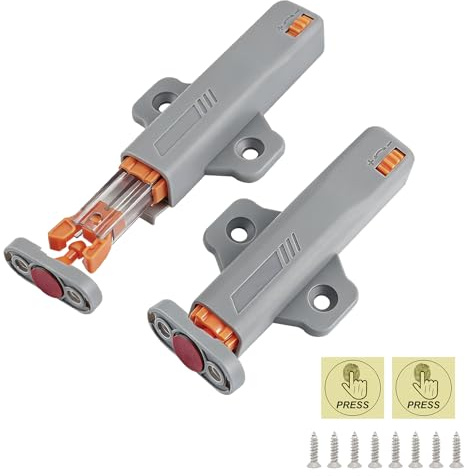 Non Magnete Push to Open Push Button Porta Armadietto, Set di 2 chiavistello a pulsante per cassetto Push Latch a Molla Chiusura Tocco Sistema Per Armadi Mobili
