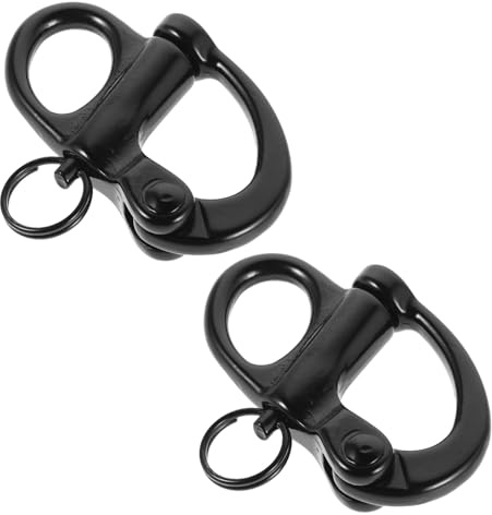 Gatuida Lot de 2 Manilles Pivotantes Autobloquantes en Acier Inoxydable 69mm Noir, Manilles à Ressort Anticorrosion pour Équipement de Voile, Accastillage Marin et Navigation de