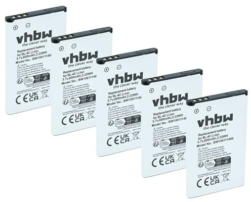 vhbw 5x batteria compatibile con Olympia Outdoor Free, VivaPlus, Viva Color, Vox Colour smartphone cellulare (600mAh, 3,7V, Li-Ion)