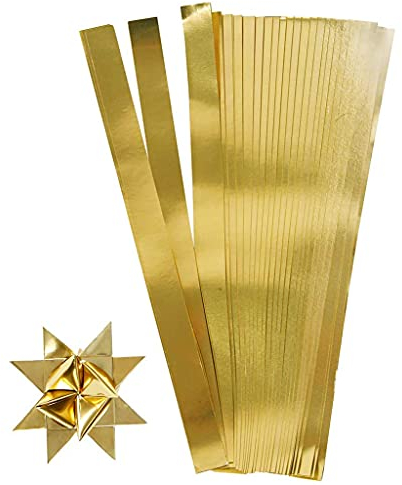 CREATIV 20724 Papiersternstreifen, B: 25 mm, T: 11,5 mm, gold, 100 Stück, L: 73 cm