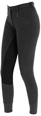 Covalliero Reithose Economic, Kinderreithose, Teeniereithose, Gr. 146, black, 90% Baumwolle, Kinder, Teens, elastisch, Gummibund, Reißverschlusstasche