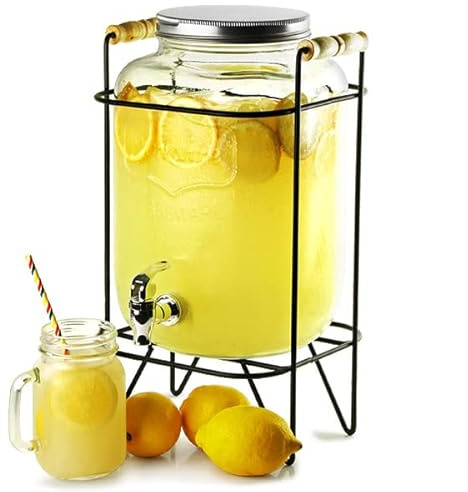 bar@drinkstuff Yorkshire Mason Jar Drinks Dispenser with Stand 8ltr Beverage Dispenser, Mason Jar Beverage Dispenser, Juice Dispenser, Cocktail Dispenser, Vintage Drinks Dispenser