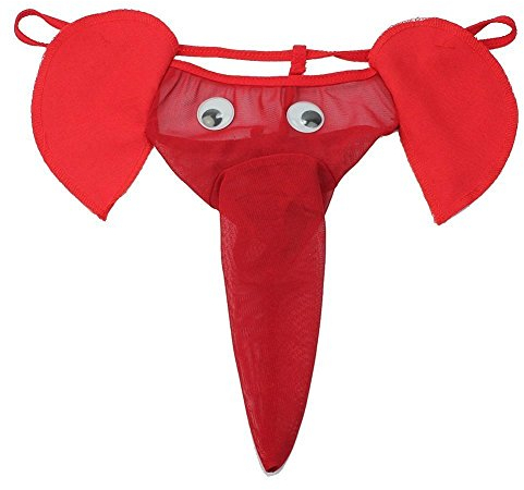 Creamlin Sexy Männer Elefanten Unterwäsche Pouch Slips Strings Lustige G-String Lover Geschenk (Rot)