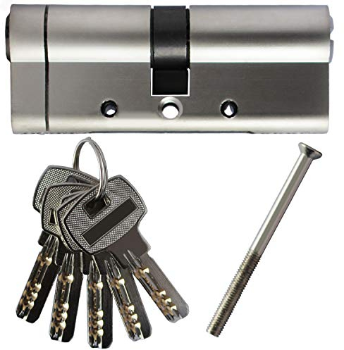 SEPOX® 90mm(45/45) Anti-Snap Euro Door Lock Cylinder, High Security 6 Pin, Brass Body Stainless Steel Bar Enforced Anti-Drill Anti-Pick,Anti-Bump Door Barrel with 5 Keys