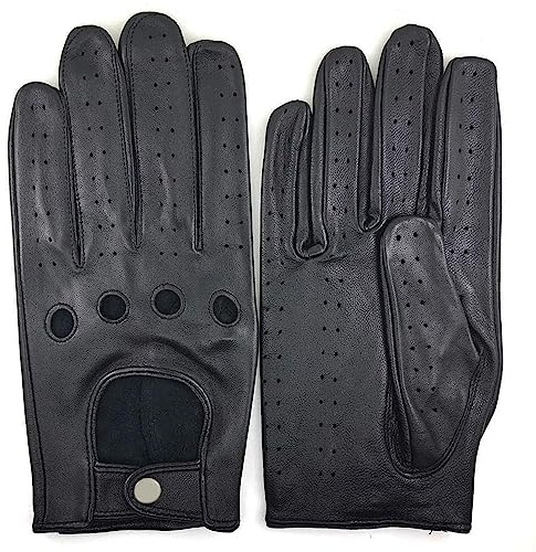 ZLUXURQ Mens Touchscreen Professional Leather Driving Gloves Unlined -Soft and Thin Italian Lambskin Black