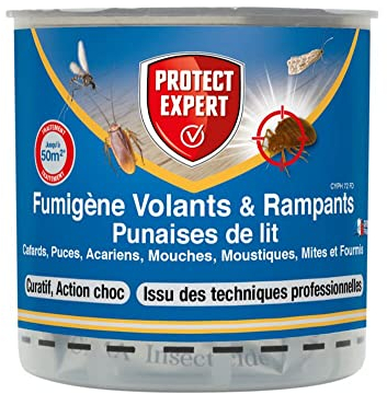 PROTECT EXPERT Fumigène Total - Élimine Tous Les Insectes Volants & Rampants - 130m² - Elimine Punaises De Lit ; Acariens etc. - Sans Dépôts Visibles ni Odeurs Persistantes - Action Choc PUMIG10