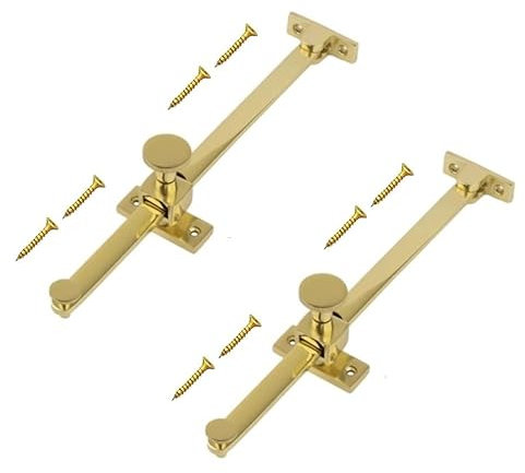 TERF® 250mm Heavy Duty Polished Brass Adjustable Sliding Screw Down Window Casement Stay 250mm (10'') Including Fixing Screw - Pack of 2