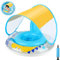 Coikes Bouee Bebe Bébé Siège De Piscine avec Parasol Amovible Double Airbags Dinosaure Bouée Gonflable pour Enfants Anneau Natation Pompe & Cadeau 3-36 Mois Jaune
