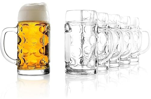 VIRSUS 6 Boccali da Birra Trasparenti 2891, capacità 500 cc, Infrangibili e Riutilizzabili, lavabili in lavastoviglie, 100% Riciclabili, Unglassy, Bicchieri da Birra per Feste ed Eventi