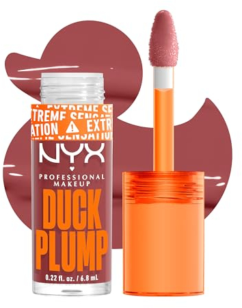 NYX Professional Makeup Lipgloss mit Schmollmund-Effekt, Glossy Finish & intensive Farbe, Extremes Volumen & Fülle dank Ingweröl, Vegane Formel, Duck Plump Lip Lacquer, Mauve Out my Way