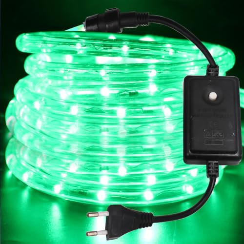 HEGEHE - 220V Striscia LED da esterno [12m, Verde], IP67 Impermeabile Flessibile, 36 LEDs/m Tubo LED da interno, Illuminazione a 360°, Decorazione per casa e negozio