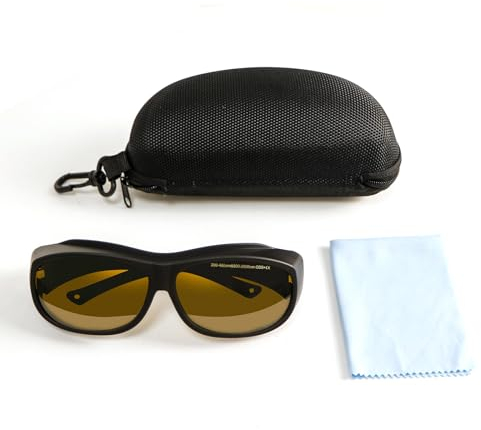 FONLAND Occhiali di Protezione Laser per Incisione Laser Marcatura OD5 + 200-460nm e 800-2000nm Occhiali di Pprotezione per Gli Occhi Luce Infrarossa Vicina Occhiali Laser a Fibra di Luce UV.