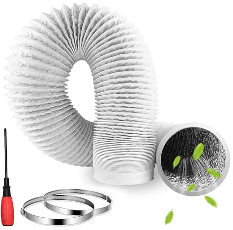 MHMondawn Abluftschlauch Ø150mm Alu Flexrohr Länge 3M PVC Alurohr Lüftungsschlauch Schlauch mit 2 Schlauchschelle Edelstahl für Klimaanlagen, Rohrventilator, Wäschetrockner (Φ150mm X 300cm）