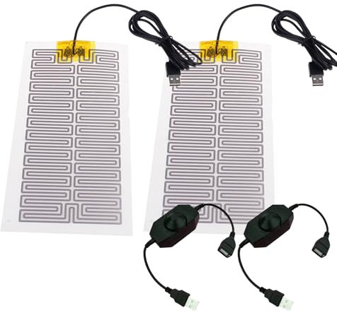 GERUI 2 Stück 10W Heizkissen für Haustiere für Haustier Glasbehälter，Reptile Wohnumgebung Einstellbarer,Temperatur,Schlangen, Eidechsen, Geckos Skorpion，Spinnen,Wassertank-Sockel Thermostat(10W)