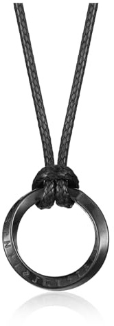 Zysta Viking Collana Moebius Incisione Rune per Uomo Vintage Unisex Collana Ciondolo Cerchio Anello con Rune Vichinghe Amuleto per Donna Collana in Pelle Intrecciata Regolabile Coppia (Nero)