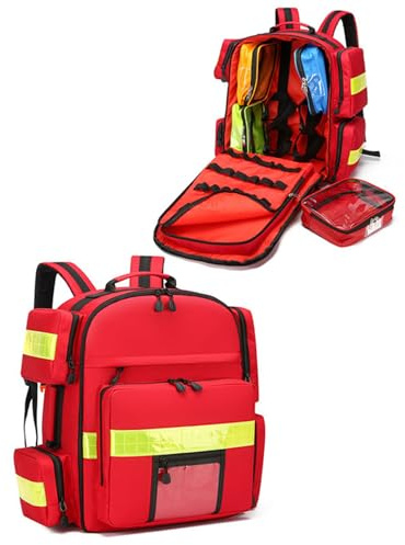 Generico Borsa traumatologica per Primo soccorritore, Zaino di Emergenza Professionale Vuoto, Zaino di Pronto Soccorso per Assistenza Sanitaria domiciliare, EMT, EMS, Rosso (Solo Borsa)