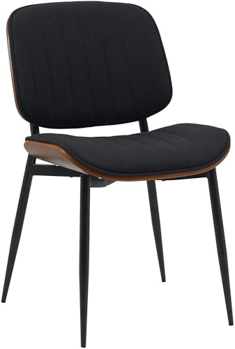 CLP Chaise de Salle à Manger Tiffin I Chaise rembourrée avec Bois courbé I Chaise de Cuisine avec Dossier I Chaise d'attente rembourrée, Couleur:Noyer/Noir, Matériel:Tissu