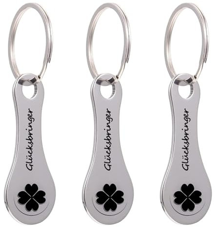 T TAKONE Einkaufswagenlöser, 3 Stück Edelstahl Auszieher für Einkaufswagen, Abnehmbarer Einkaufschip Schlüsselanhänger für Alle Einkaufswagen