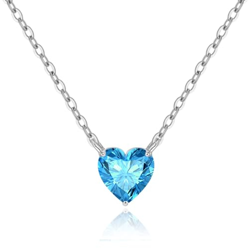 Cosie Lily Damhalsband, hjärta 925 sterling silver punkt punkt ljus dam rund hals, kubisk zirkon hänge, födelsedagspresent jul till mamma fru flickvän, presenter till henne, 41 cm, Sterlingsilver