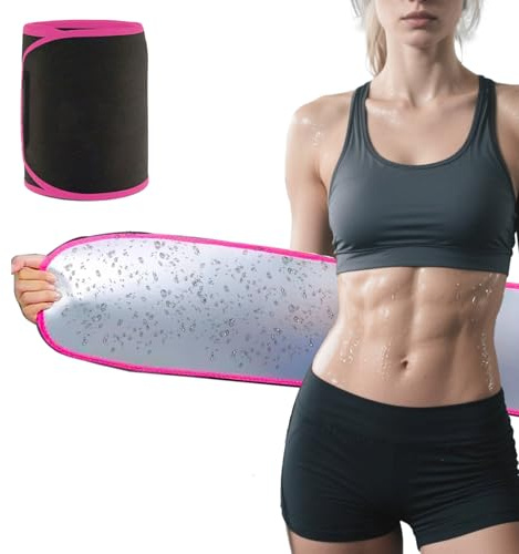 Zoyrin Waist Trainer 130CM for Women Men Weight Loss Long Sweat Belt with Phone Pocket，Adjustable Waist Trainer Sauna Effect Fat Burner Exercise Belt,Sport Girdle for Fitness (Rose Red, 130CM)