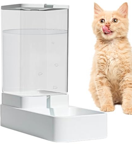 Distributeur Automatique de Nourriture pour Chats - Distributeur De Croquettes pour Animaux - Fontaine à Eau Anti-Fuite 4 litres avec Station de Nourriture Réglable pour Chats et Chiens