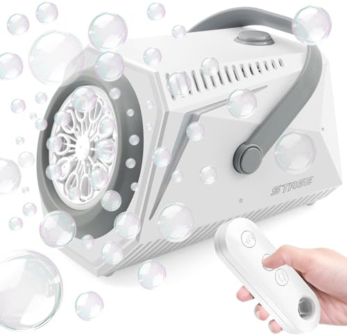 Macchina per bolle di sapone a batteria con telecomando – Macchina per bolle di sapone a LED per bambini, 15.000 + bolle, per feste di compleanno, feste per bambini, matrimoni