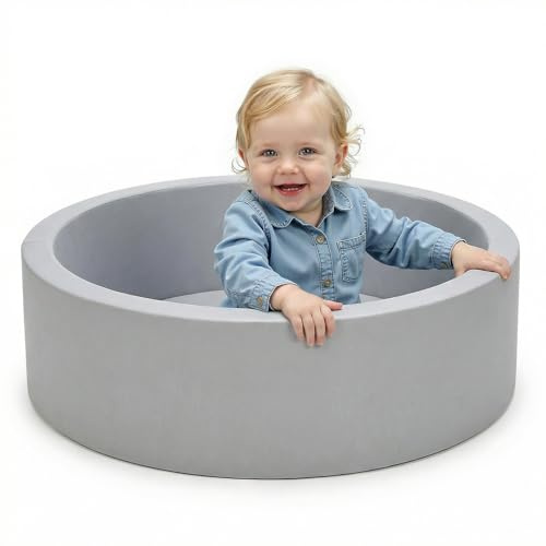 Wilwolfer Bällebad Baby, aus Schaumstoff Weich Hautfreundlich Abnehmbar und Waschbar, 85x27cm Bällebad Kinder ohne Bälle, Geeignet für Babys und Kleinkinder, Ungefährlich Langlebig (Grau)
