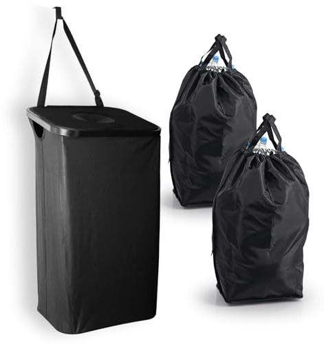 EASYmaxx Contenitore per bottiglie di pegno, 80 l, con gancio per porta e 2 borse rimovibili, contenitore per bottiglie per vetri fuori e vuoto, contenitore per vuoto, raccoglitore di bottiglie per