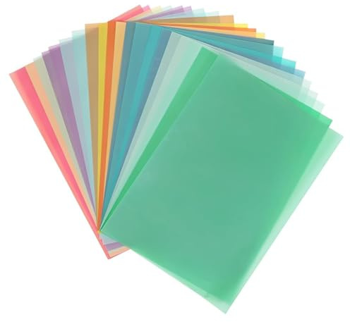 LACHT 20X Papier Vitrail Couleur, 20 Couleurs Différentes, A4 Papiers Calque Couleurs Transparent, Imprimable, Feuille Decalque, Papiers Vitrail Loisir Creatif, Pour Faire Des Lanternes Et Bricolage