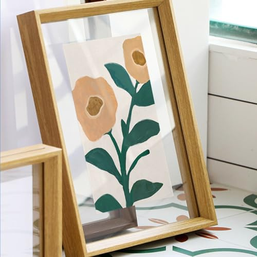 Familjefotoram, Flytande fotoram dubbelglas akryl for hem DIY-present flerfärgad flera storlekar(Oak,A4)