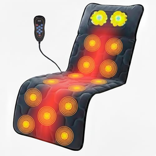 BONPLUS BP Colchoneta de Masaje Cuerpo Completo, 12 Motores de Masaje, Masajeador Cervical, 10 Modos, Masajeador Shiatsu Para Espalda, Cuello, Piernas, Gluteos, Esterilla de Masaje