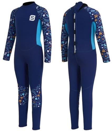 Summshall Combinaison de plongée intégrale en néoprène thermique de 2 mm pour garçons et filles, flexible, chaude, protection solaire UPF50+ pour la natation, le surf, le parc aquatique, les sports