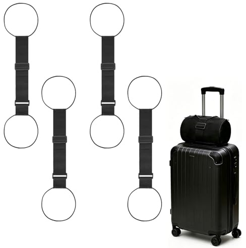 Gansdnek 4 Pièces Sangles de Fixation Élastiques pour Bagages, Réglable Ceintures de Fixation Élastiques, Sangle Valise pour Bagages Supplémentaires et Sac à Dos