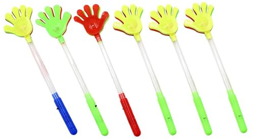 HEALSOPTHY 6 Aplausos de Mano Luminosos Color Aleatorio 3 Pilas Botón de Plástico Pack de 6 Unidades para Animar Fiestas y Eventos Deportivos